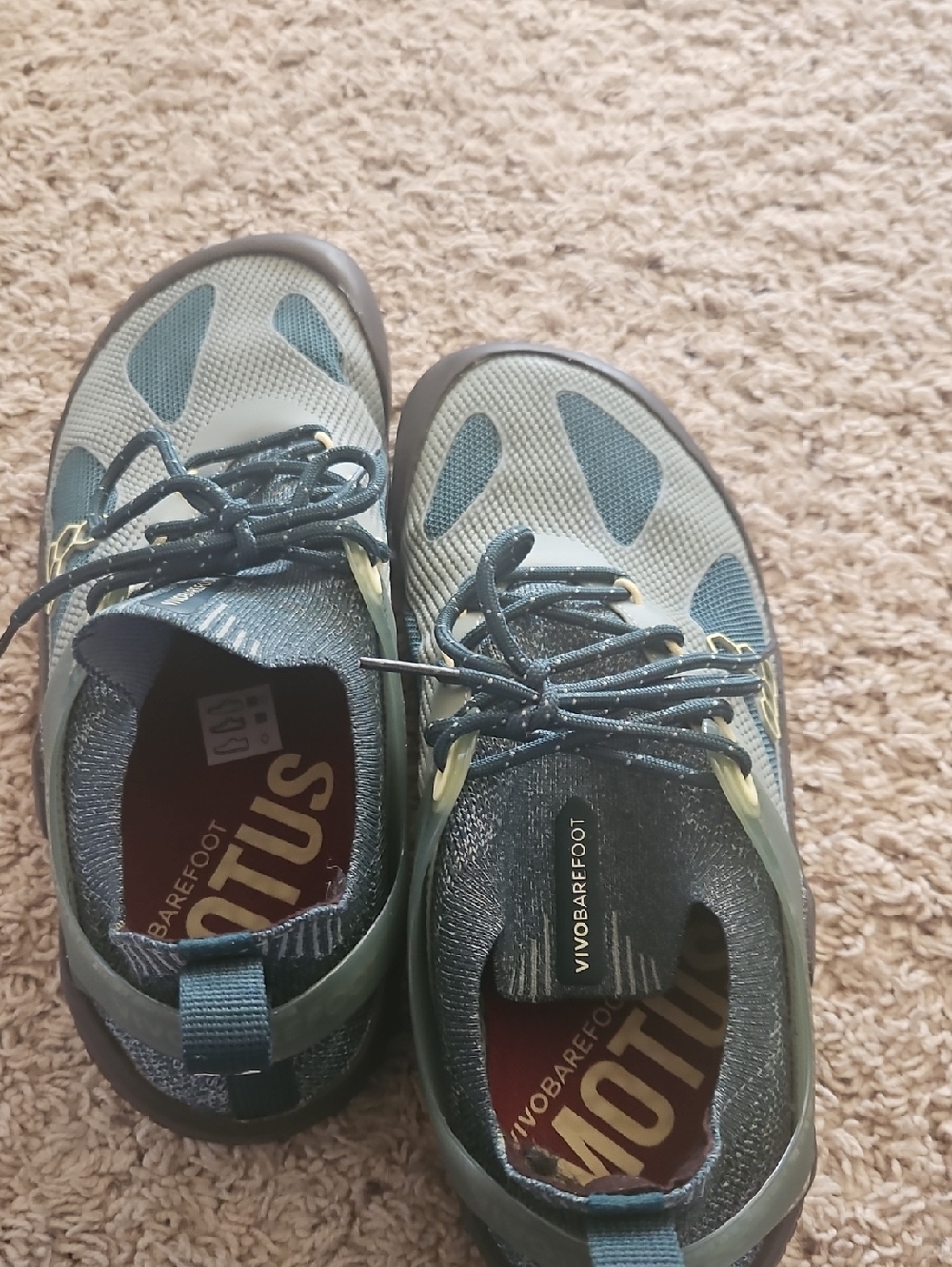 Vivobarefoot Motus Strength II Teal and Olive Barefoot Sneakers